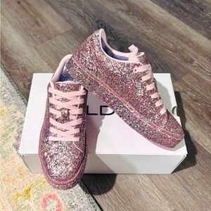 New Aldo Eltivia Pink Glitter Sneaker Women’s Size 5
